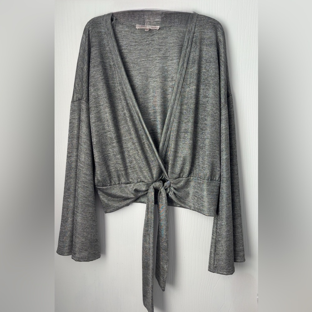 Willow & Root Shiny silvery Gray Knit Top